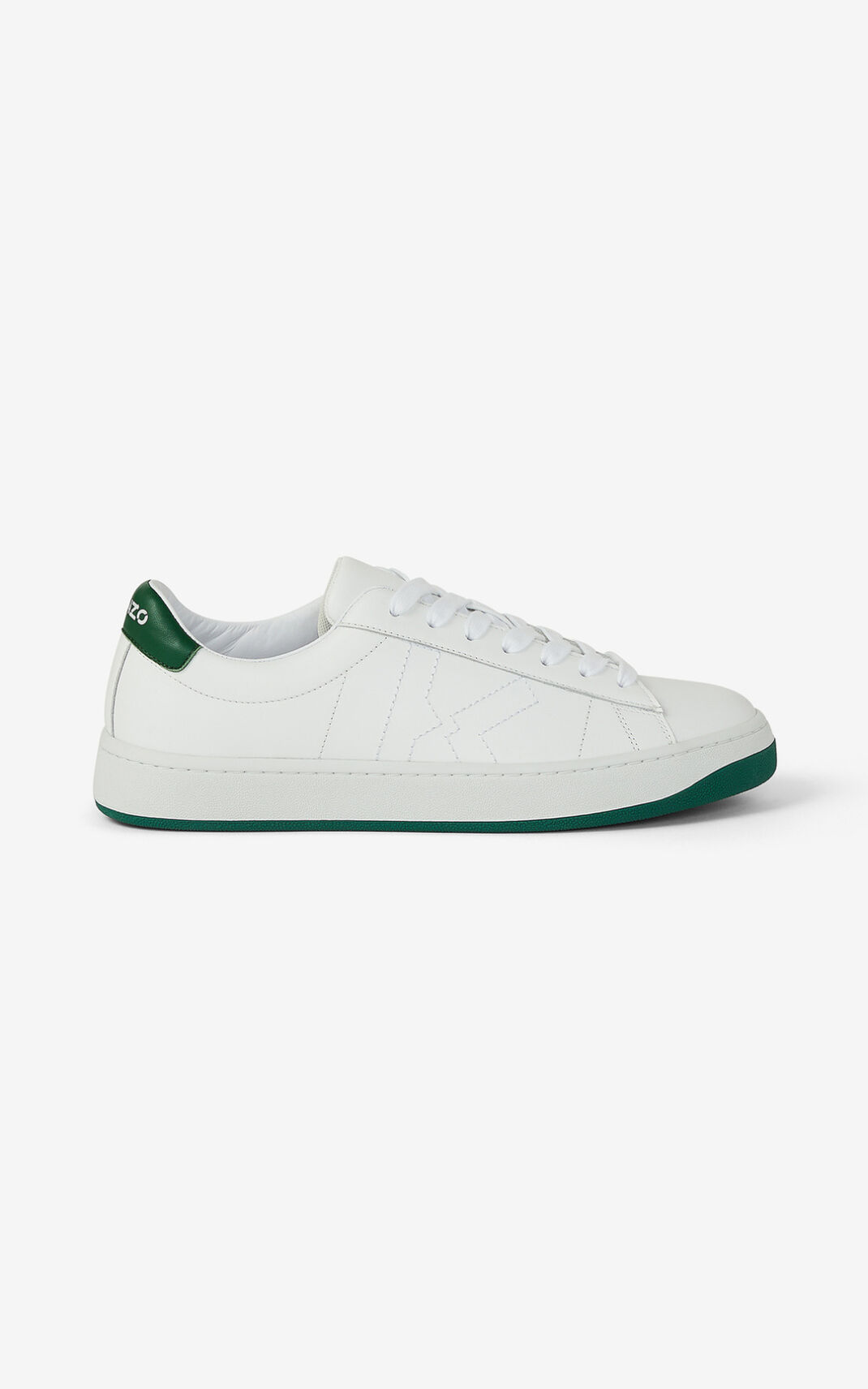 Kenzo Kourt K Logo Læder Sneakers Herre - Grøn DK-454714